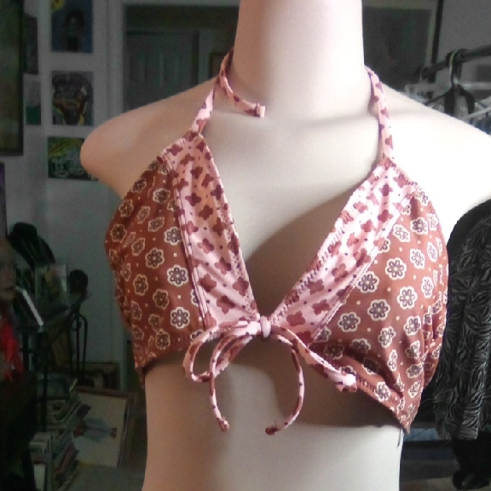 Wild Fable Pink and Brown Halter Top